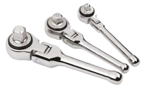 AutoGear 3 Piece 1/4", 1/2" & 3/8" Drive Flexible Stubby Ratchets