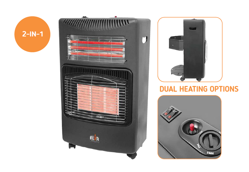 ALVA Infrared Radiant Dual Gas-Electric Heater Black