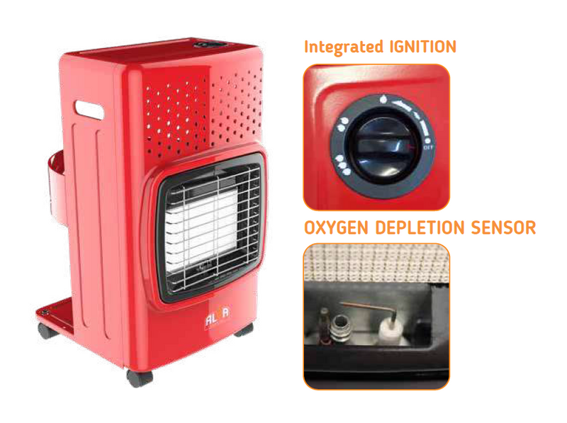 ALVA 3 Panel Luxurious Infrared Gas Heater - Red