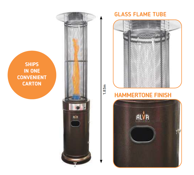 ALVA Patio Gas Heater - Circular Medium Glass 1,83m