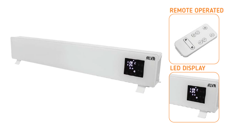 ALVA Electric Free-Standing Glass Heater - White