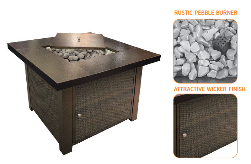 ALVA Gas Fire Table - Wicker Finish