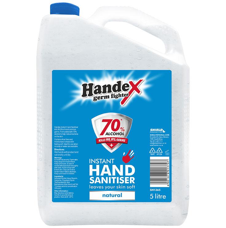 Handex 70% Alcohol Instant Hand Sanitiser 5 litre - Lesotho Motor Clinic (Pty) Ltd