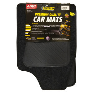 Shield Universal Standard Coal Ribbed Mat with Vinyl Heelpad & Black Binding – 4 Piece - Lesotho Motor Clinic (Pty) Ltd